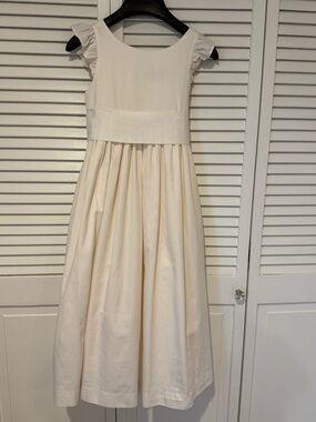 Crewcuts Cream Ruffled Cap-Sleeve Formal Dress